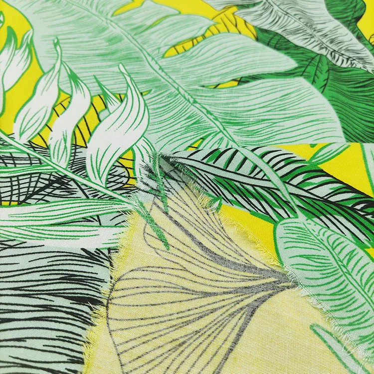 Wholesale Custom Textile Leaves Pattern Printed 100% Rayon Viscose Challis Fabric In Thailand