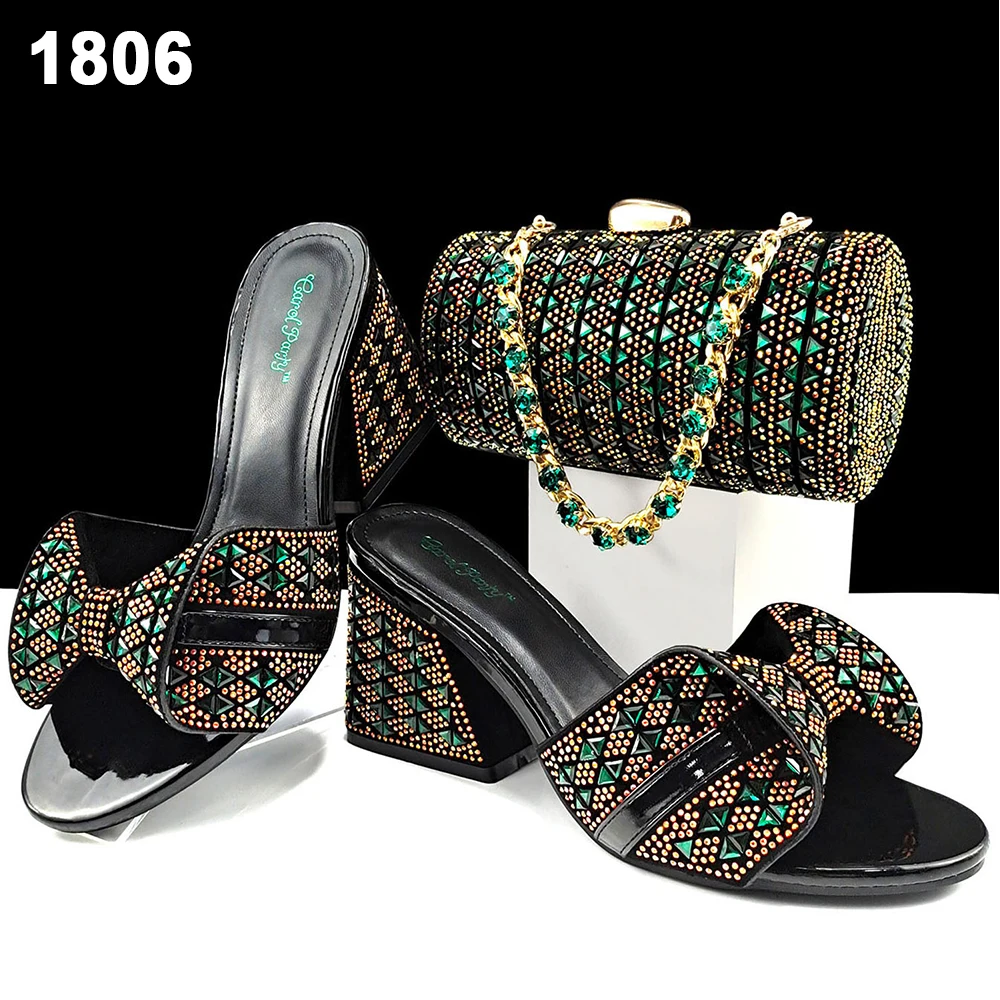 High Quality Shoes And Bag Set With Stones Women Party Evening Shoes And Bag