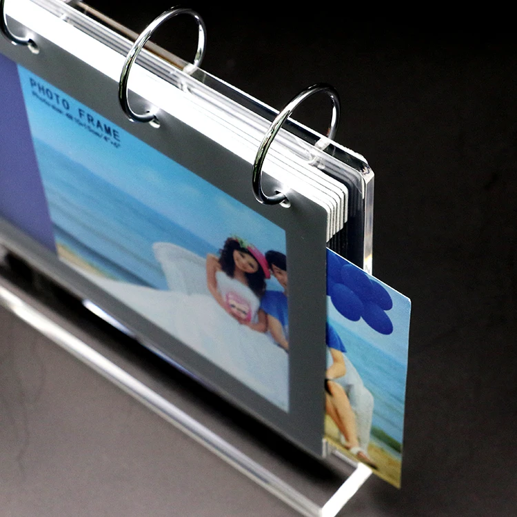
High quality double heart photo frame custom wood clear glass for Desk 
