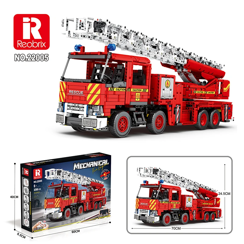 Reobrix 22005 Fire Truck City Series Car Vehicle Building Toys Kids Toy for