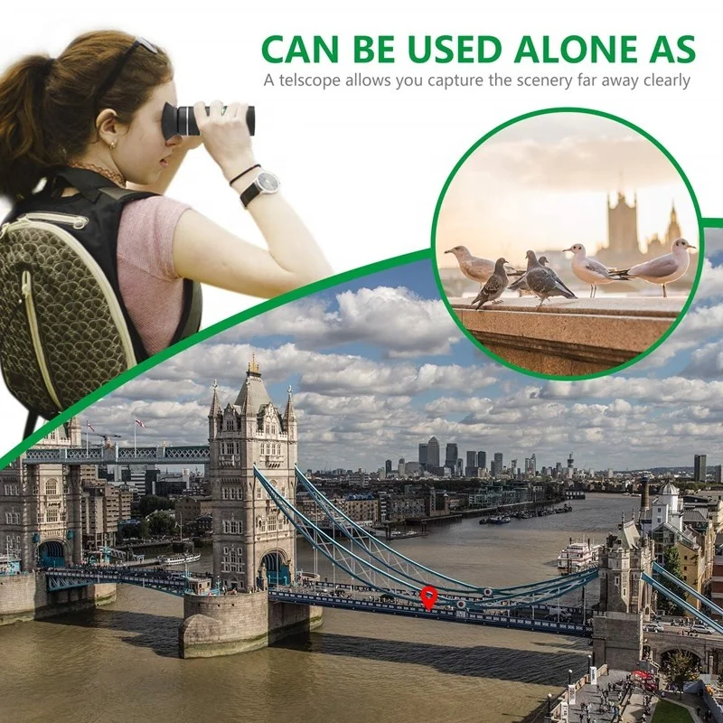 
Aipaxal 5 in 1 Phone Camera lens Kit 12X Vari-focal ZoomTelescope Telephoto Lens Mobile Phone Camera Lenses For iPhone 