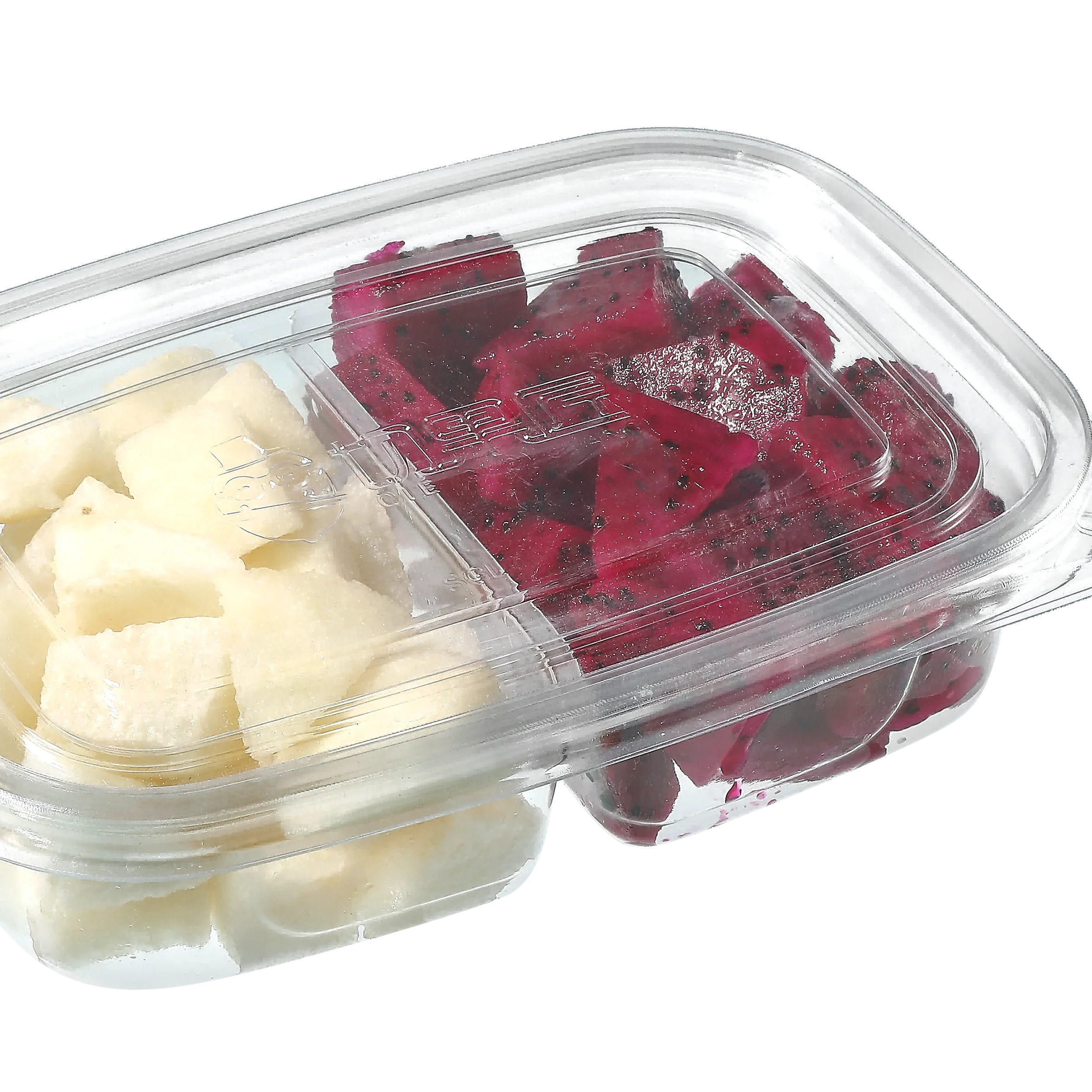 2 compartments Disposable rectangle PET Salad Container hinged take away container Plastic clamshell fruit Salad packaging Box