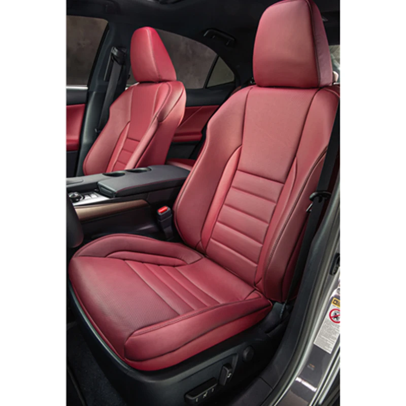 Luxury Genuine Leather in Middle Part Original Custom Fit for 2004-2018 Lexus IS Series Car Front Rear Seat Covers Cushion Red