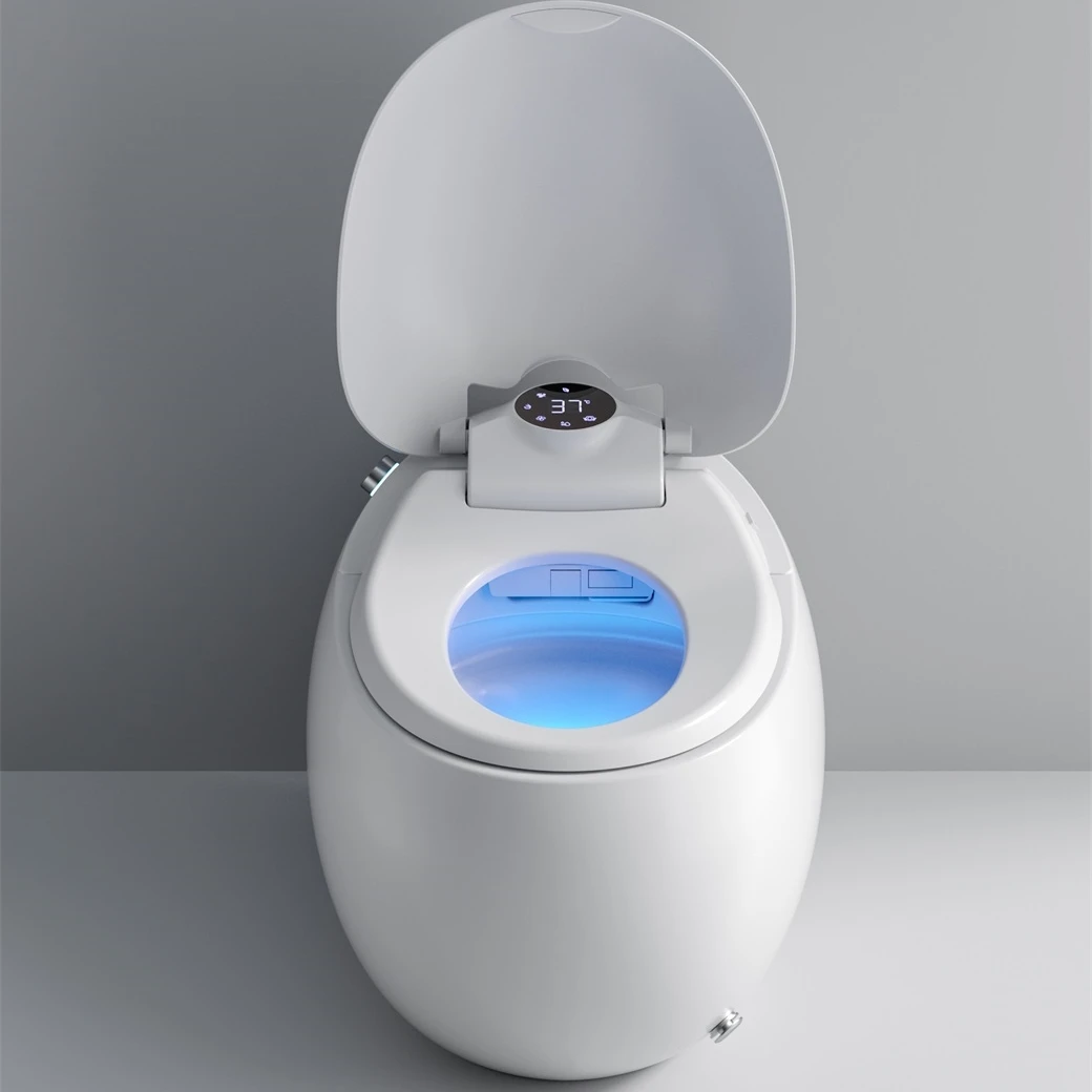 Shaped Water Closet One Piece Luxury Wc White Color Foot Flush Egg-Shaped Floor Mount Egg Shape Smart Toilet