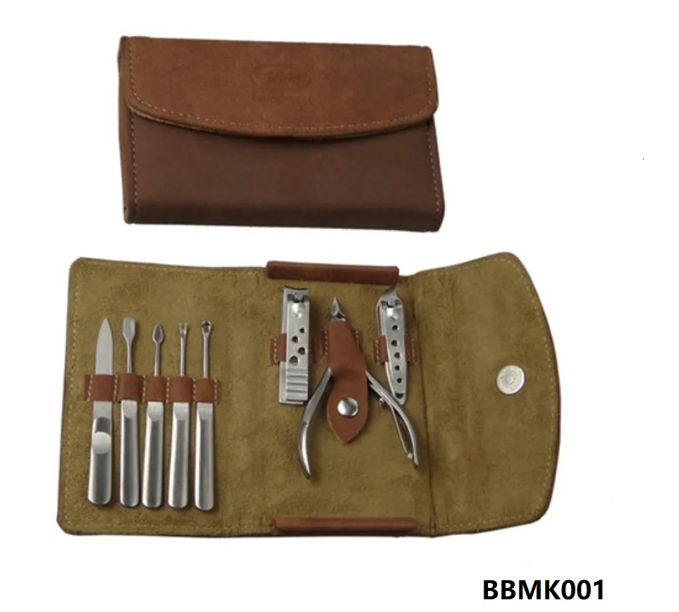 BEST Steel Nail Care Cuticle Pusher Trimmer Scissor Nipper Tools Kit Professional Manicure Pedicure Set in Beige Case