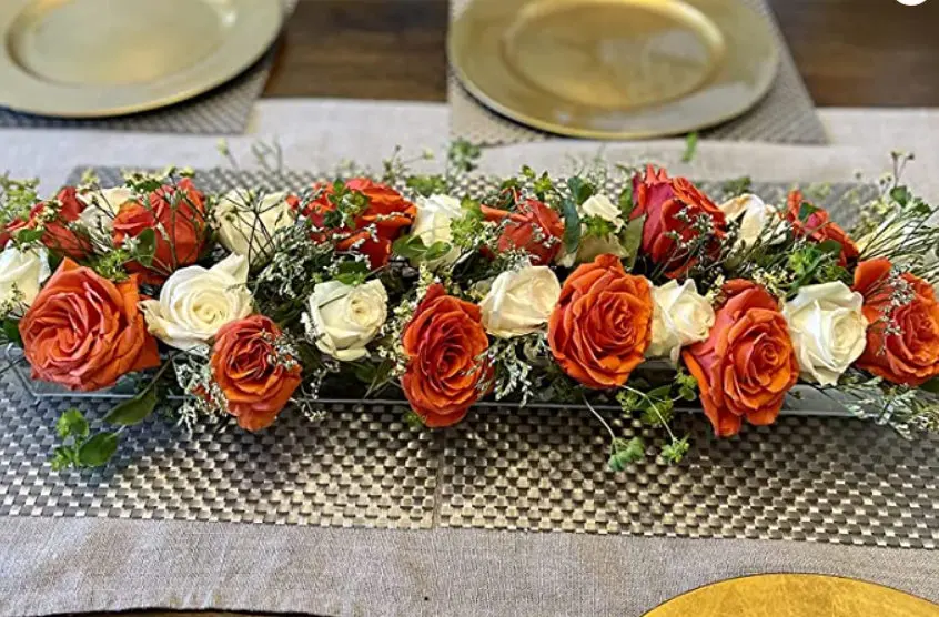 Rectangular Floral Centerpiece Low Decorative Rectangular Flowers Clear Acrylic Modern Vases for Dining Table