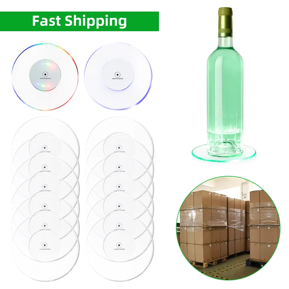 LED Coasters Movie Room Accessories Birthday Wedding Decoration Accessories Speakeasy Decor LED Accessories Bar Bottles Lights