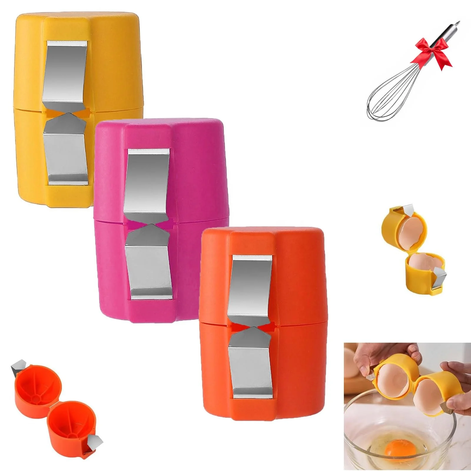 TRES Hot Sale Egg Topper Shell Cutter Beater Household Raw Egg Cracker Separator Filter Egg shell Opener Kitchen Baking Tool