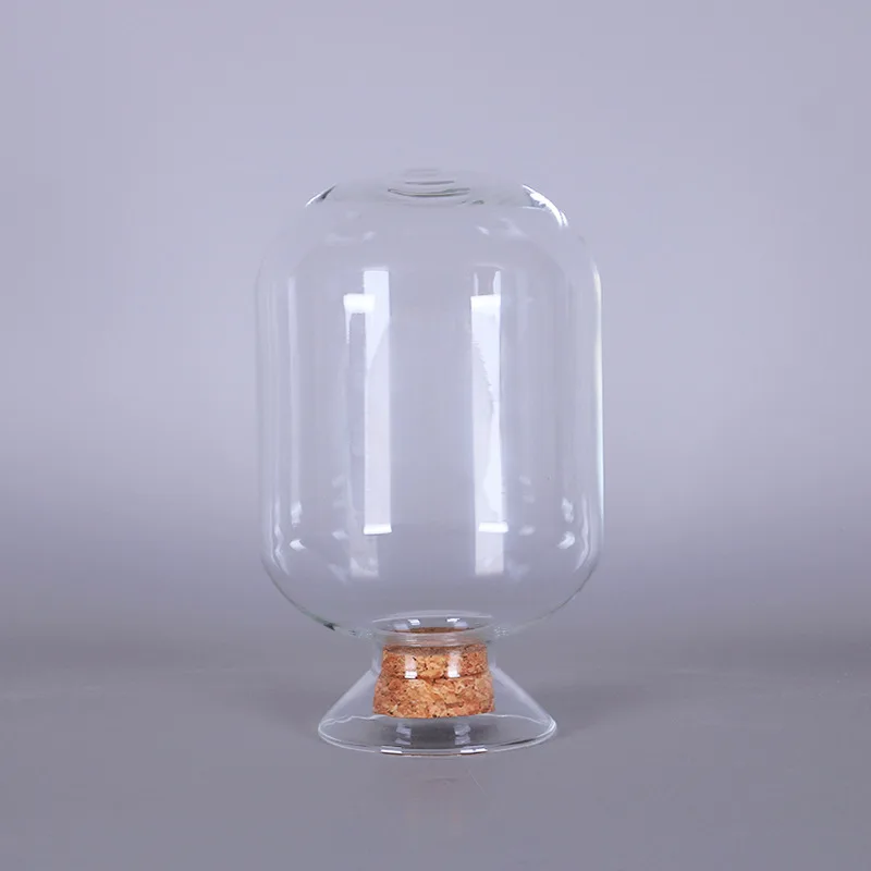 8.5oz 250ML Clear Empty Glass Matches jar Factory Wholesale custom Match Cloche Glass bottle with cork stopper