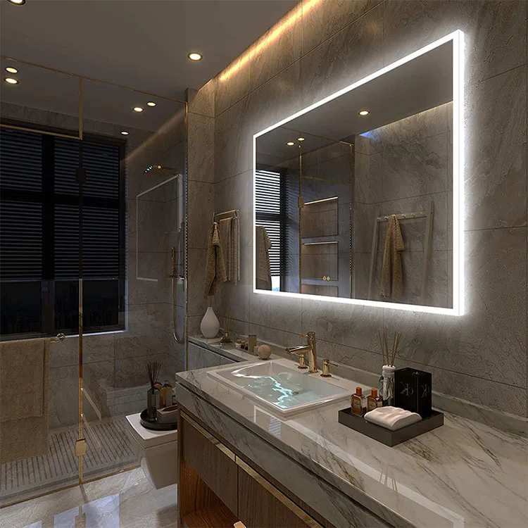 wholesale custom bathroom wall mounted hangable half body mirror freestanding hairdressing hd led light up mirror for vanity