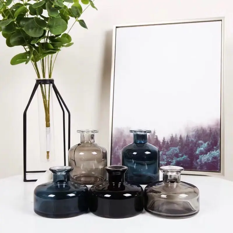 50ml 100ml 150ml 200ml Round Shape Clear Glass Essential Oil Diffuser Bottle