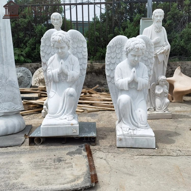 Ручная резьба под заказ натуральное красивое украшение белый ангел мрамор