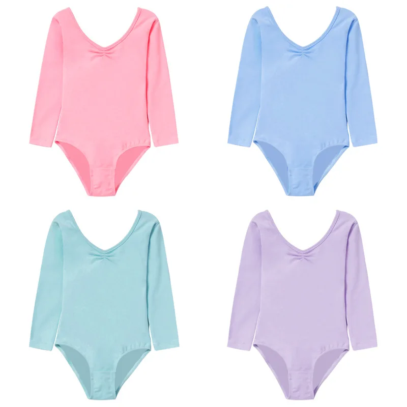 Cheapest Cotton Long Sleeve Ballet dance Leotard Kids Short Sleeve Gymnastics Leotards For Girls