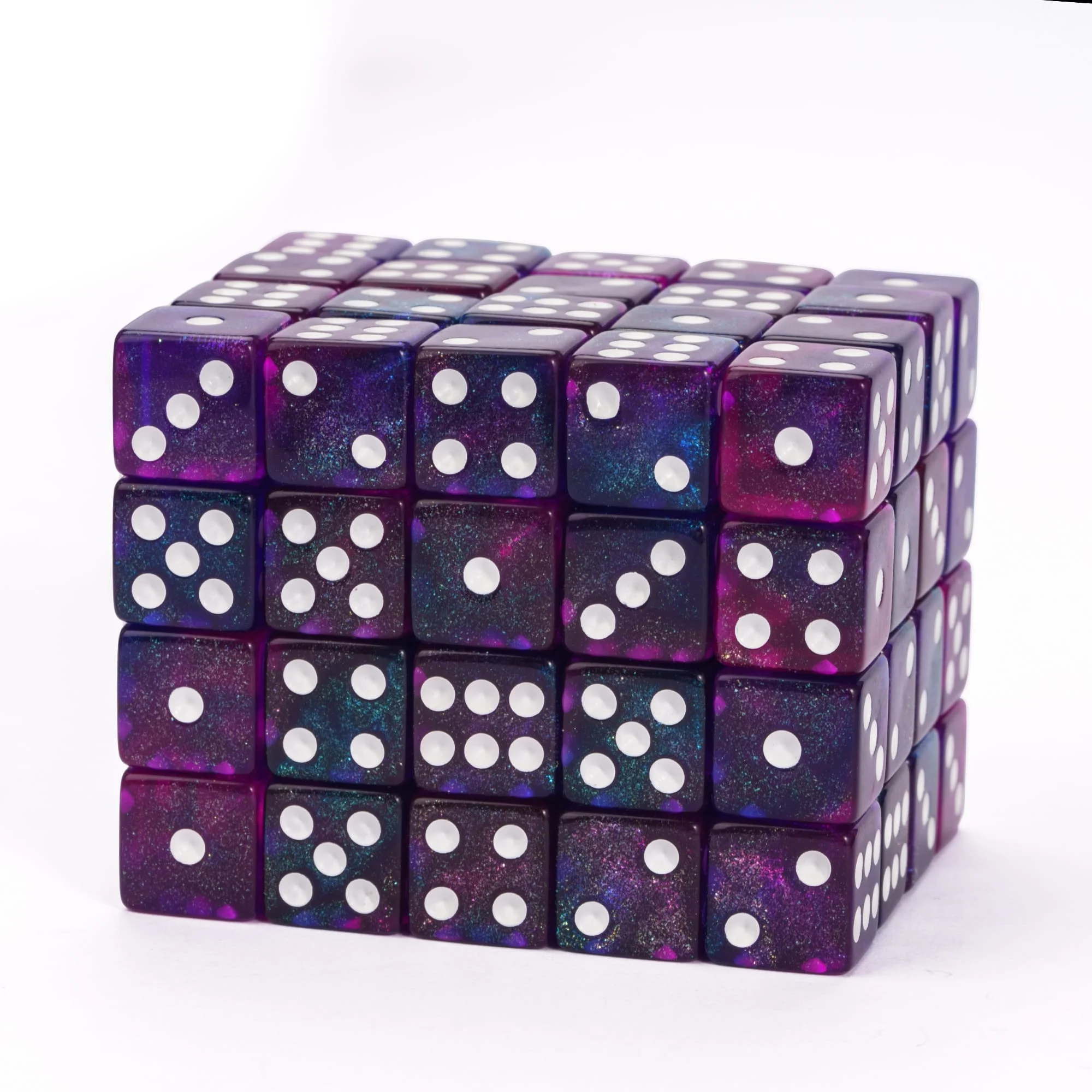 Udixi 12mm Color Blend Acrylic Glitter D6 Pip Dice Dungeons and Dragons for Left Right Center board Dice Game