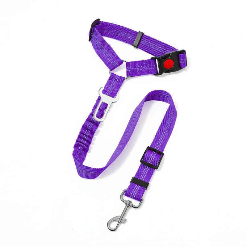 Heavy duty elastic bungee dog rope leash pet car seat belt 2 in 1 reflective adjustable pet dogs cats vehicle safety seatbelt