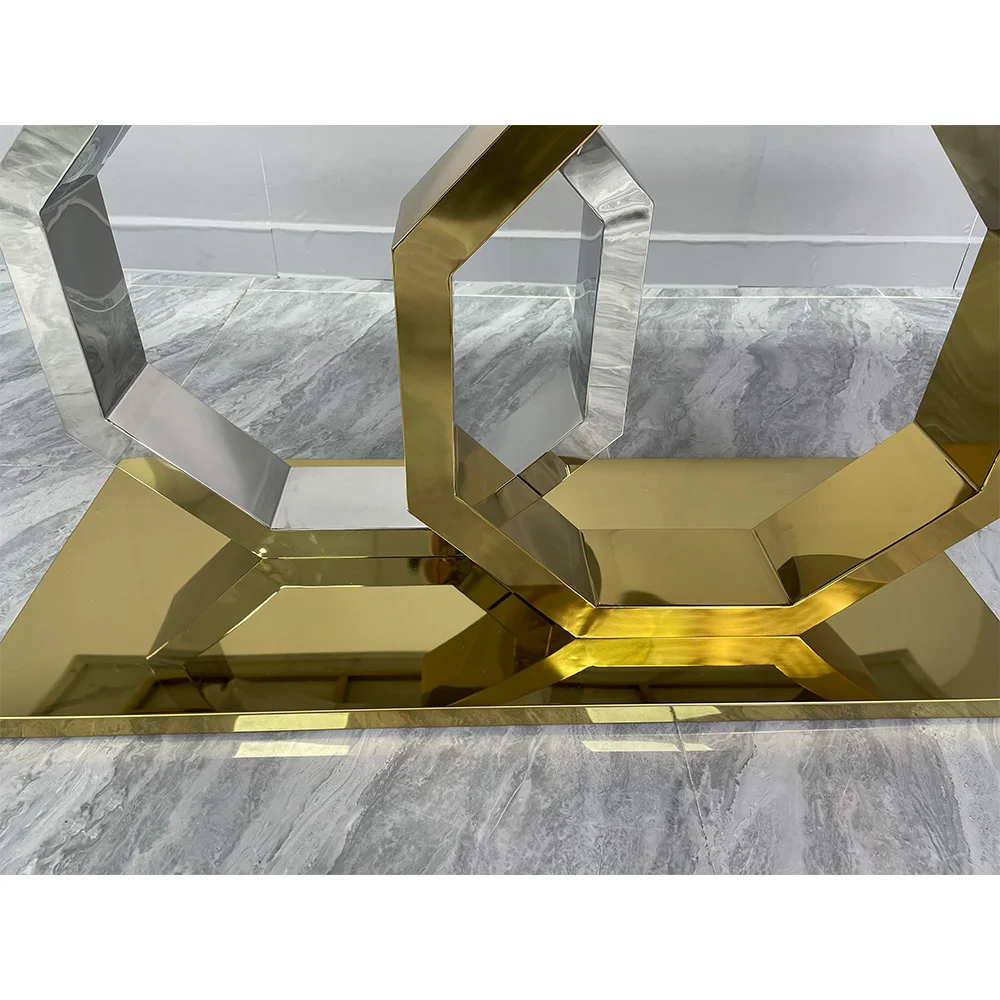 Simple Light Luxury Stainless Steel Marble Dining Tables Modern Dining Table Set