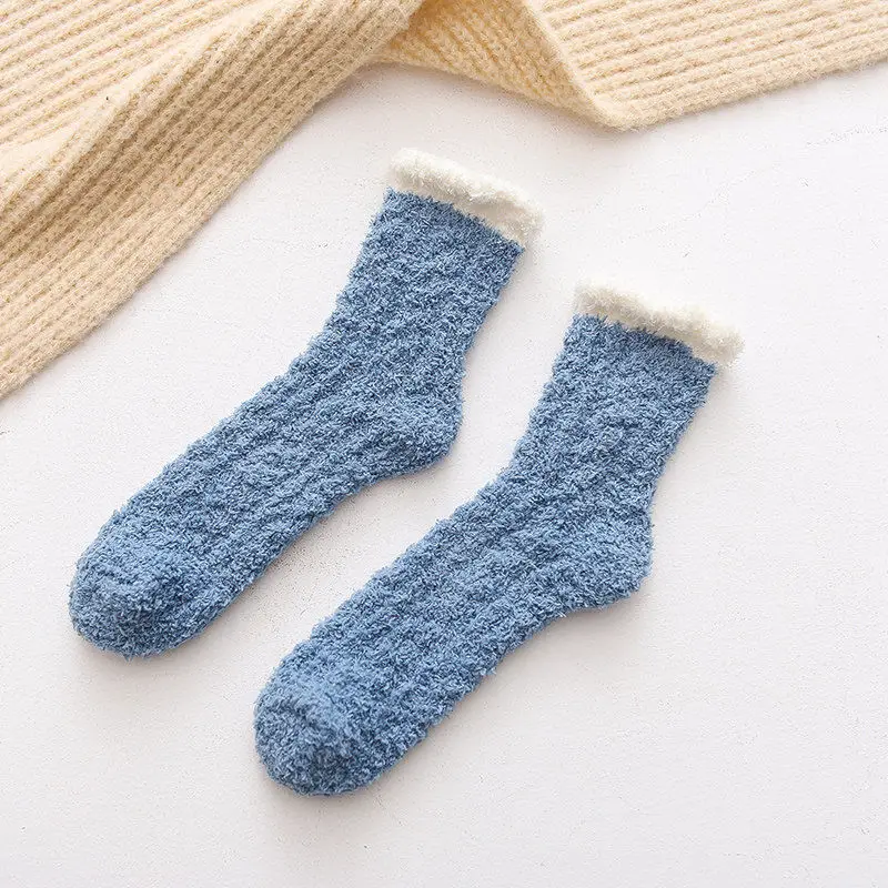 Wholesale Cute Cozy Fuzzy Fluffy Crew Slipper Socks Unisex Socks Women Winter Thickened Warm Home Sleep Socks
