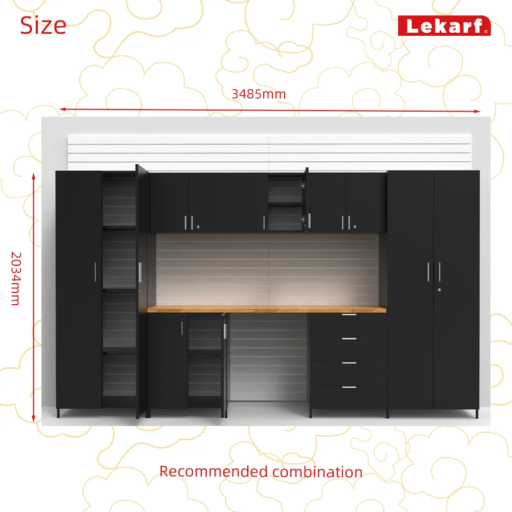 Garage combination cabinet slat wall storage system cabinet steel modular cabinets