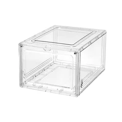 SENNIU Wholesale Transparent Plastic Sneaker Stackable Shoe Storage Boxes Drop Front Acrylic Drawer Type Magnetic Clear Shoe Box