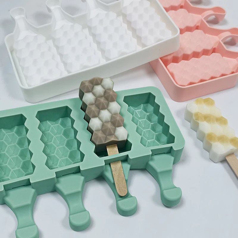 DUMO Diamond Popsicle Mold DIY 4 Holes Creative Ice Cream Silicone Mold