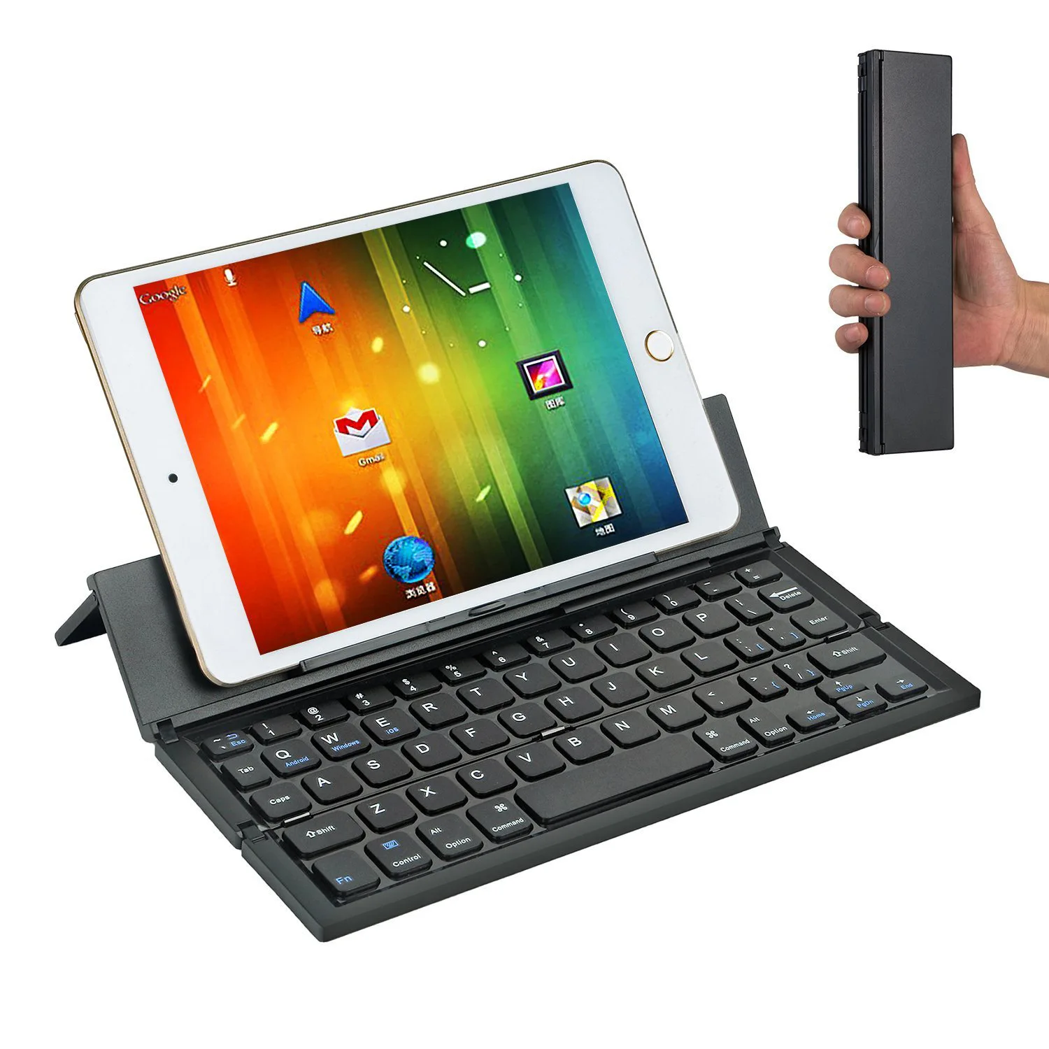 Foldable Wireless Keyboard with Portable Pocket Size, Aluminum Alloy Housing, for iPad, iPhone,Android Devices Windows Tablets