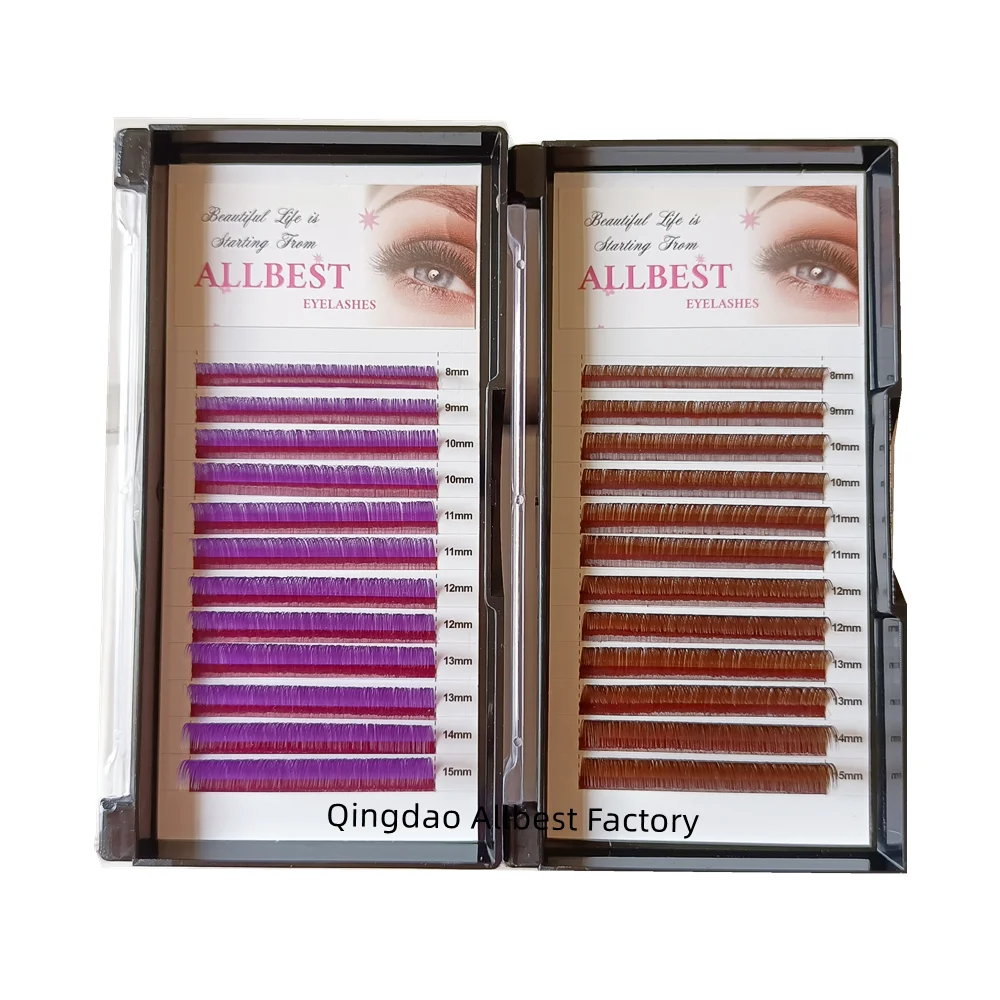 Eyelash Extension Supplies False Professional Faux Mink Eyelashes Individual 12 Rows Color Hand Made Matte Black Synthetic Hair