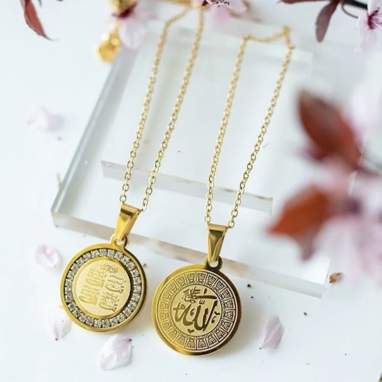 Women Religious Islamic Muslim Arabic Allah Pendant Rhinestone Necklace Jewelry