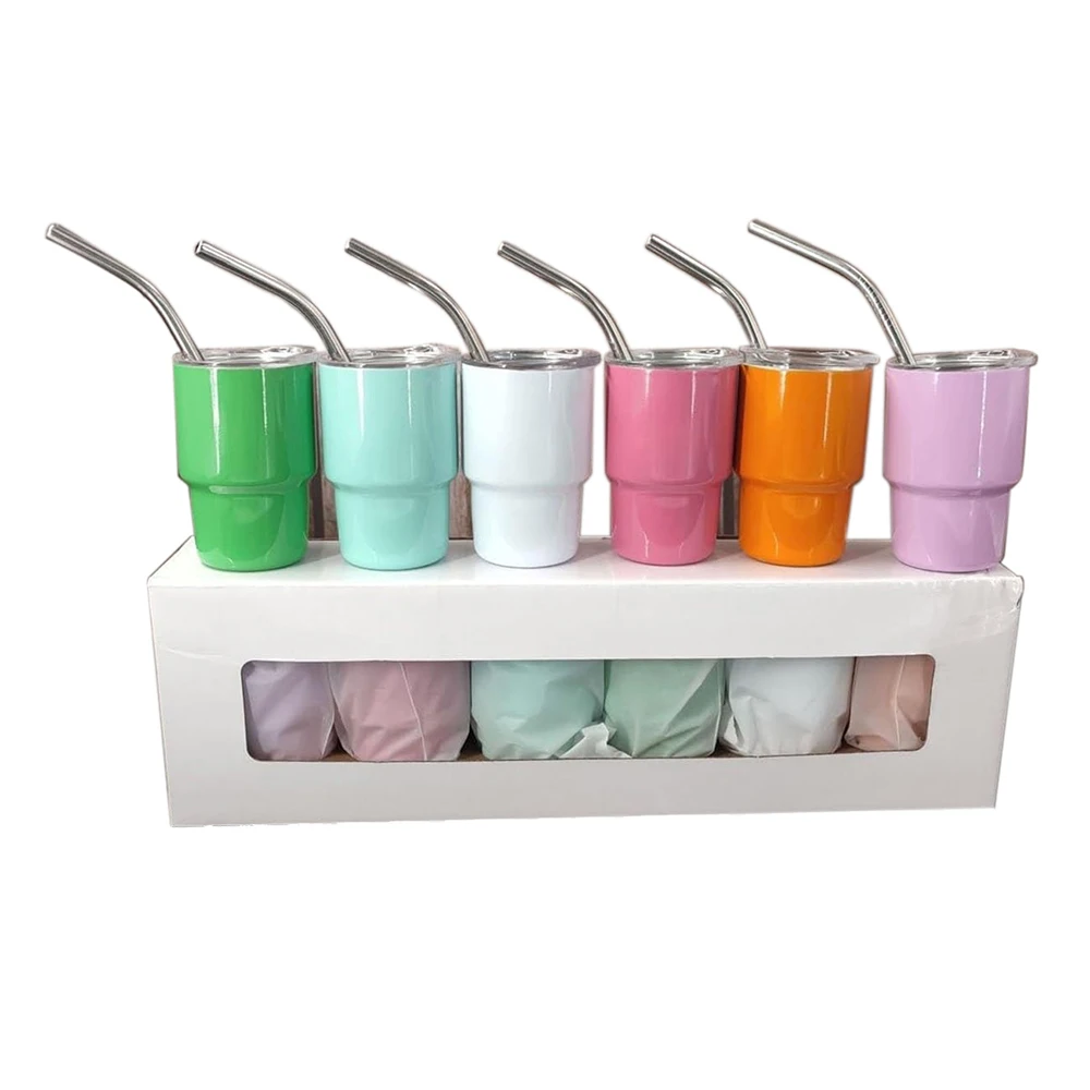 2oz 3oz Cute Mini Tumbler 3 Oz 2 Oz Stainless Steel Metal Pink Wine Shot Tumblers Flask Cup With Lid