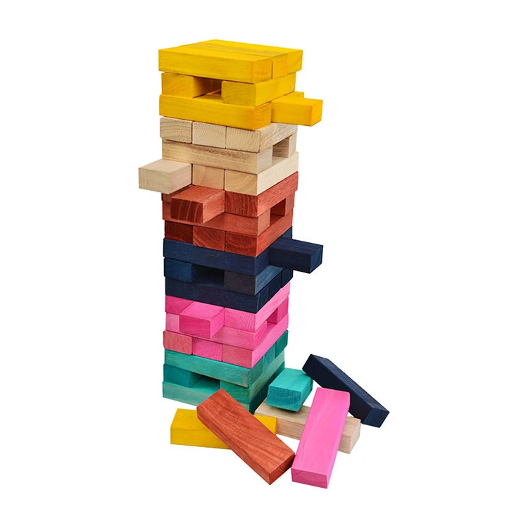 54 PCS Pine Wooden Stacking Timber Game American Flag Giant Tumble Tower Blocks Indoor Outdoor Stacking Yard Game for Kids