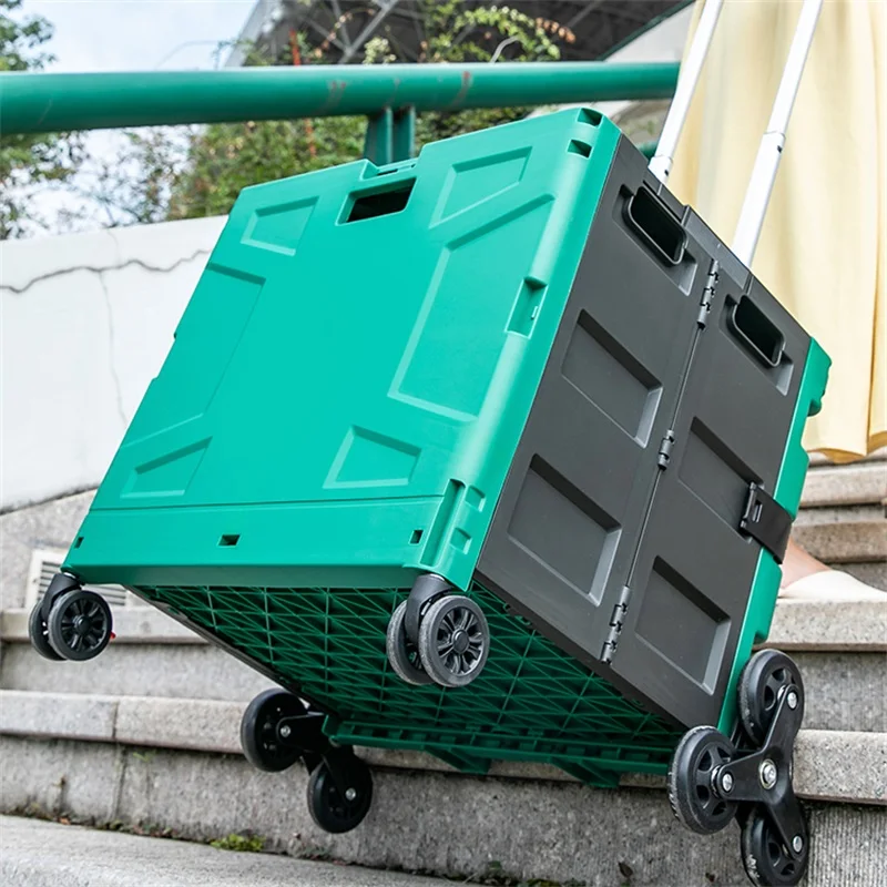 Small Quik Cart Collapsible Rolling Crate on Small folding food supermarket 3 wheels climbing luggage foldable shopping trolleys