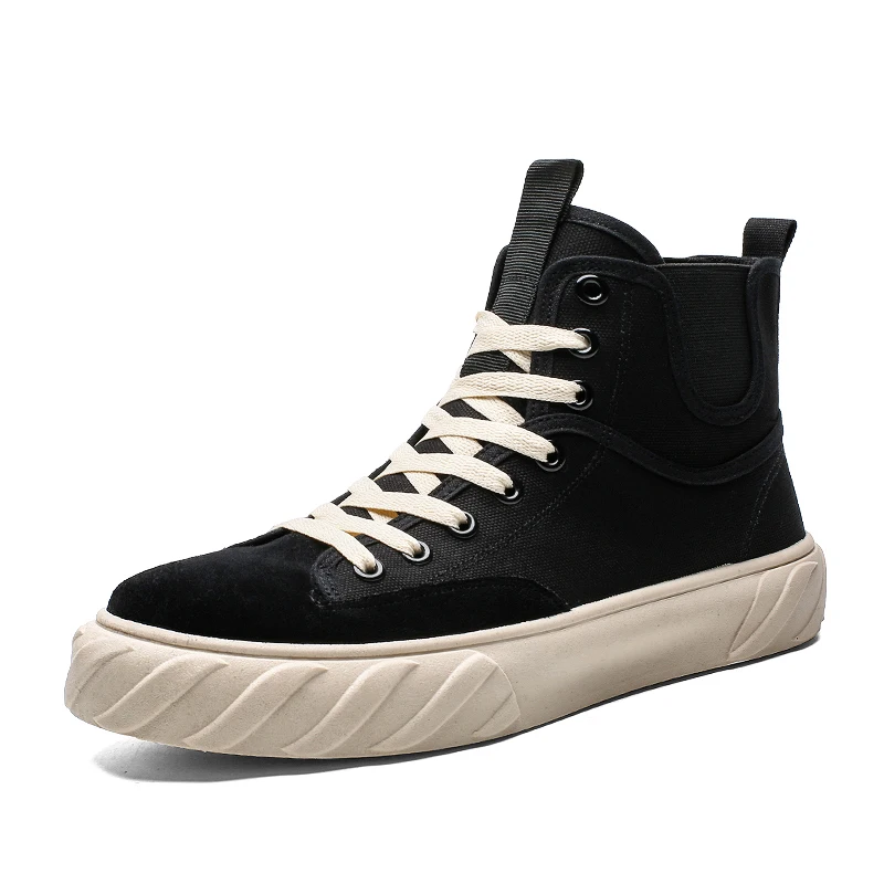 Мужские высокие Повседневные Дышащие туфли, Корейская версия, парусиновые Нескользящие уличные туфли на ремешках для студентов, новинка 2019, au