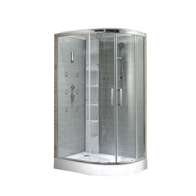 Modern Luxury Hotel Stainless Steel Round Curved Sector Tempered Glass Prefabricated Arc Shower Room