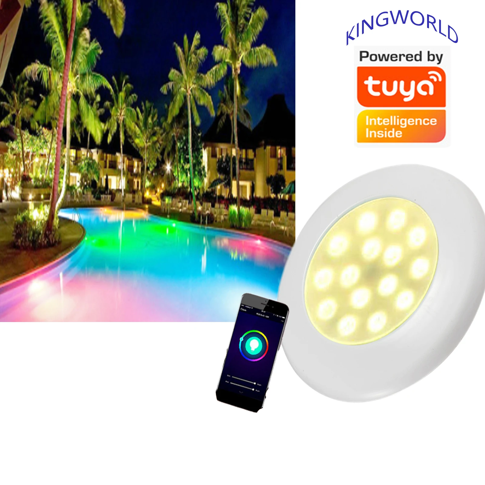 Led 7W 9W Tuya Google Play Alexa  Wifi Smart App Resin filled IP68 Swimming Pool Lights