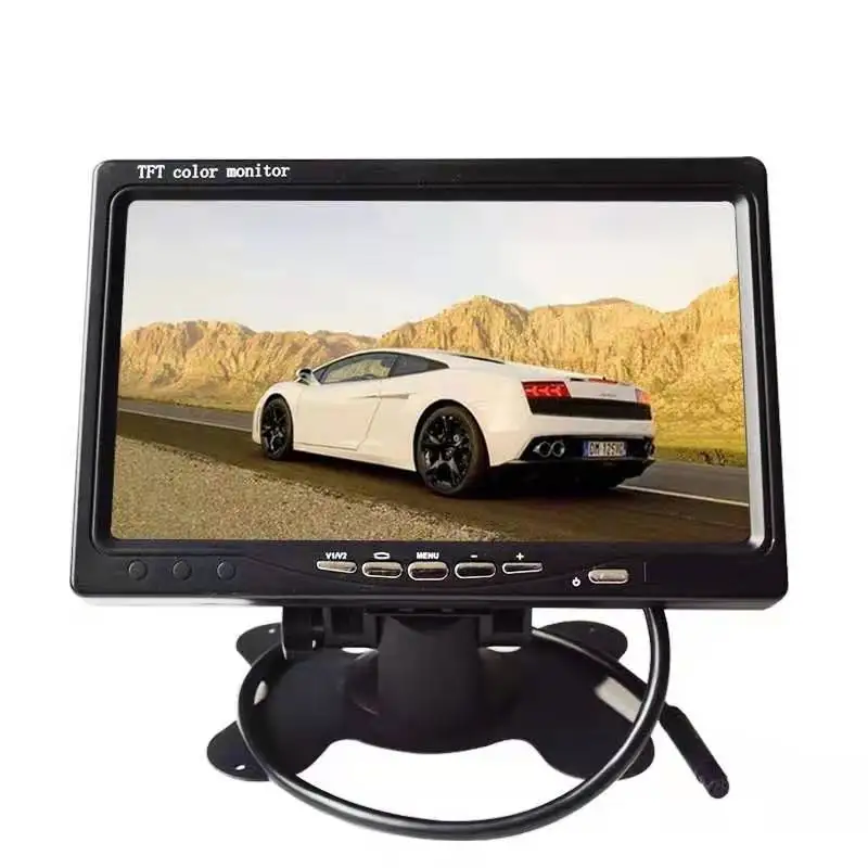 widescreen  16:9 VGA AV input  Remote Control 7 inch  Screen1024*600 High Resolution DC 9V - 36V  HDMA VGA AV  Car monitor