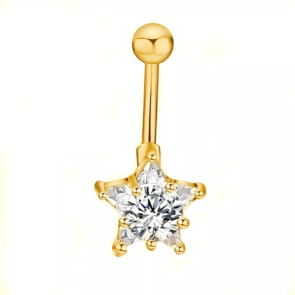 Fashion Dangle Snowflake Navel Ring Clear Gem HEART Skull Skeleton Navel & Bell Button Rings Belly Ring Body, Piercing Jewelry