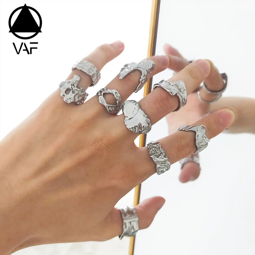VAF WOW! Уровень сбора! Нержавеющая сталь нерегулярные кольца коллекция супер яркое высококачественное полированное кольцо водонепроницаемый ржавчины