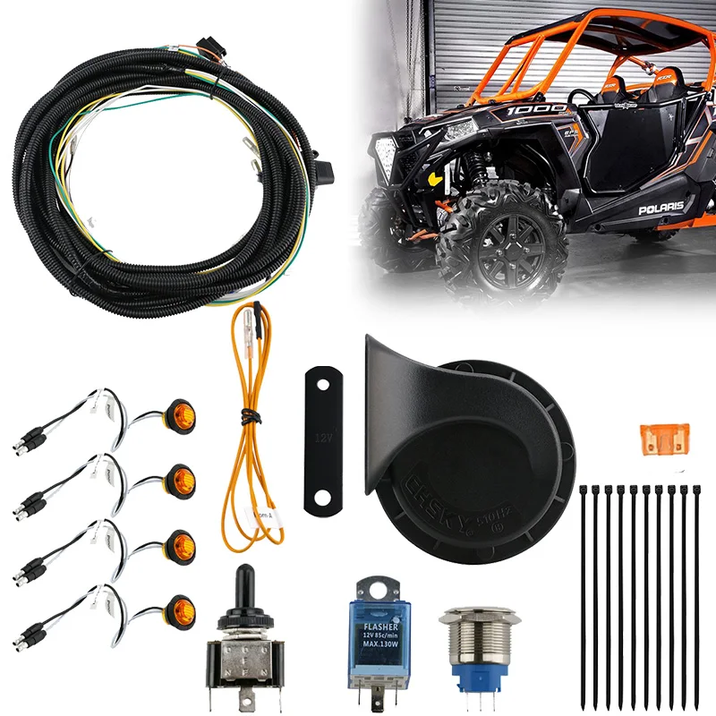 Universal Turn Switch And 510Hz Horn UTV Street Legal Kit ATV/ UTV Turn Signal Kit For Can-Am Maverick X3 Polaris RZR Kawasaki