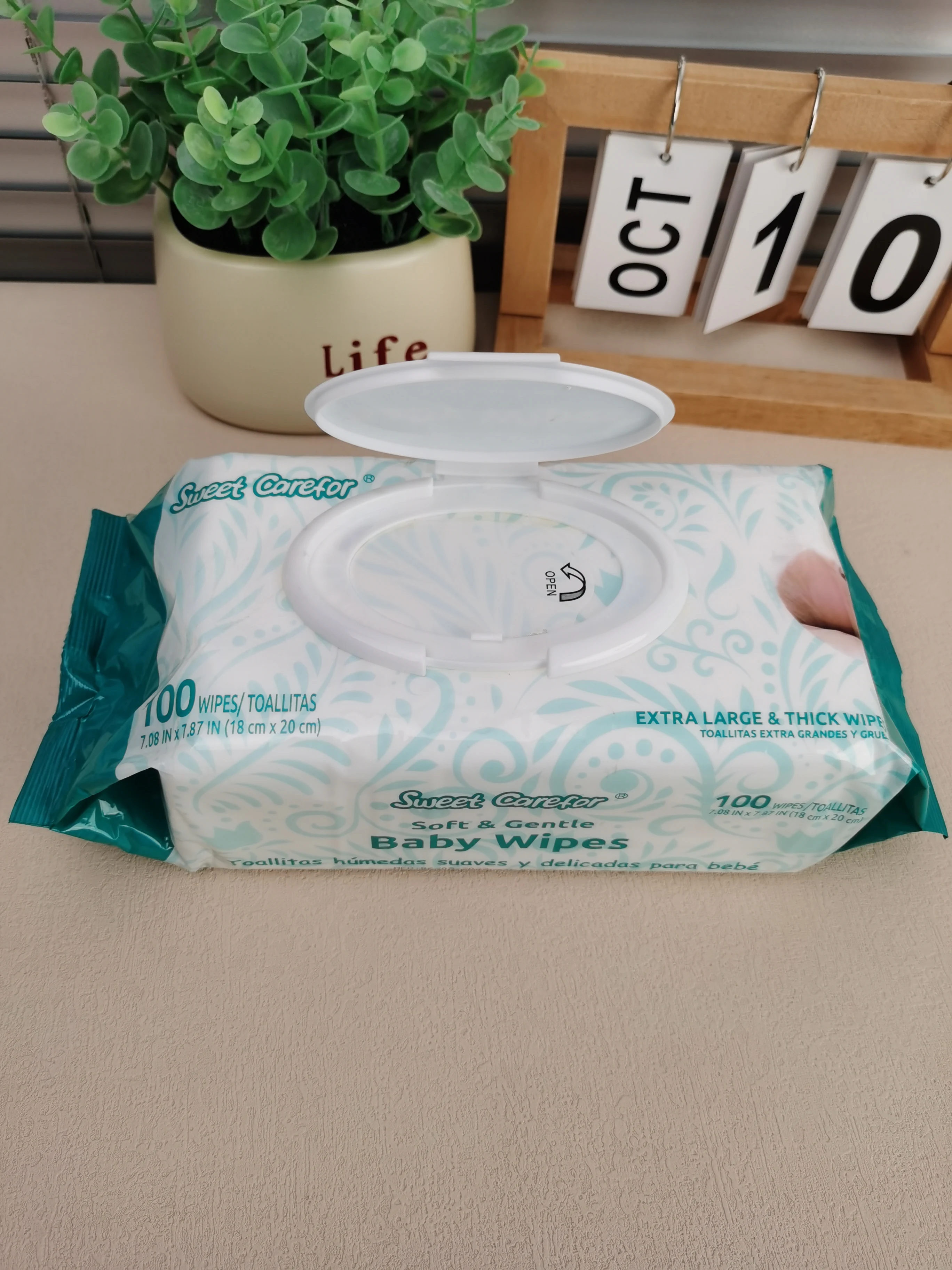 Sweet Carefor 55g Baby wipes,100pcs/bag Pearl Design Water Wipes,Ultra Moisturizing Biomimetic Phospholipid Formula Wet Wipes