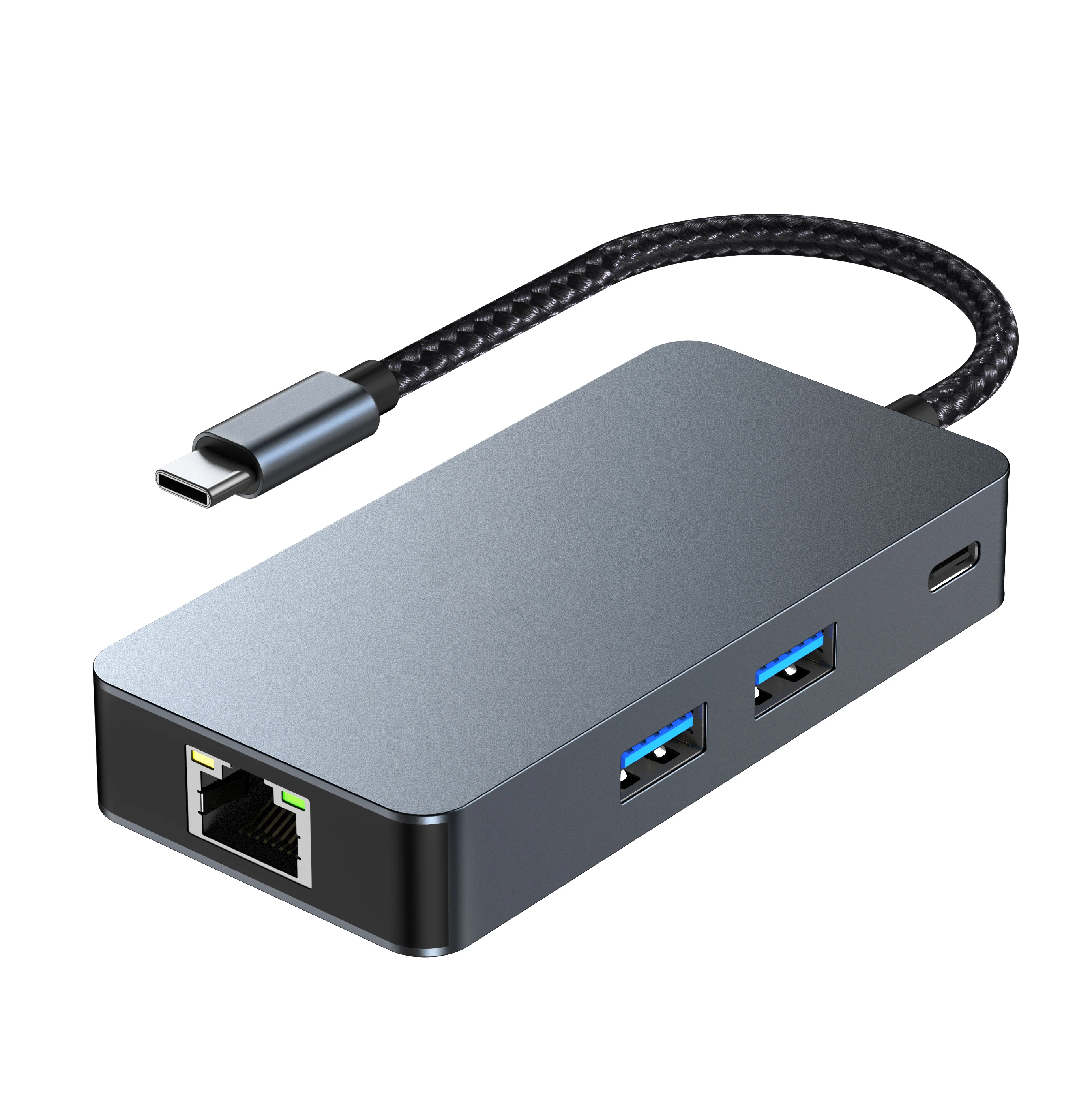 6 IN 1 PD100W USB Hub TYPE-C to RJ45 1000M bps USB3.2 3 Ports HDMI USB-C Multi Function Hub