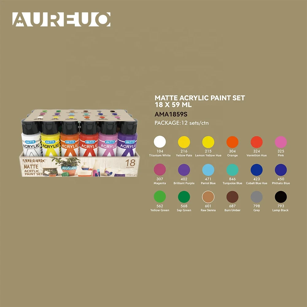 Phoenix 18 Colors 59ml Wood Styrofoam Plaster Terra Cotta Surface Painting Matt Acrylic Paints Set