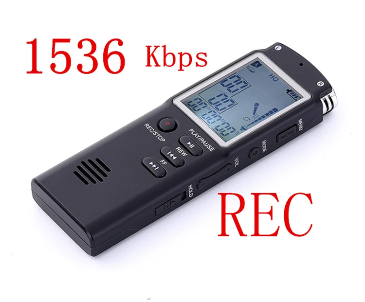 Clock Function 1536KBPs 8GB16GB Voice Activated Automatic Recording Digital Audio Recorder