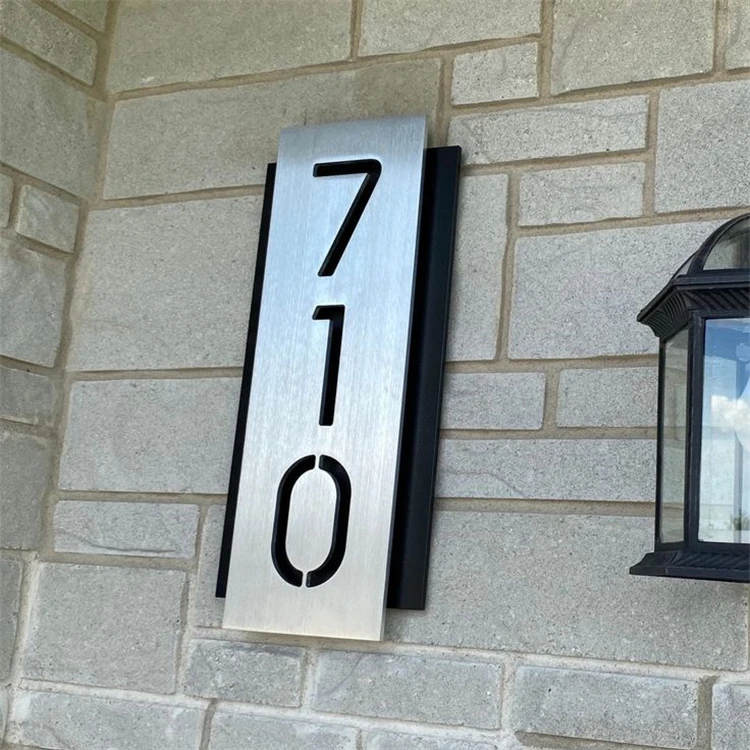 Custom Laser Cut House Numbers Modern Design LED-Lit Wooden Sign Plate Made of Metal and Acrylic for Office & Hotel Door