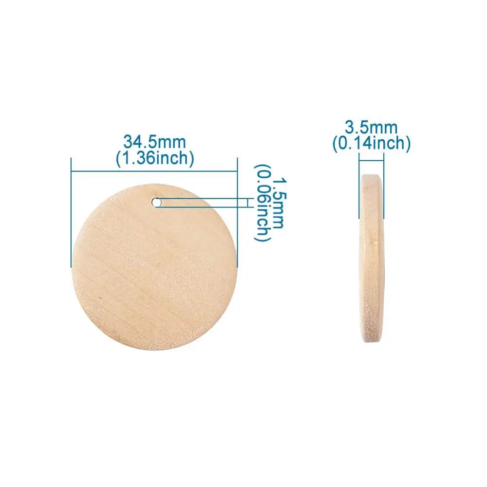 50Pcs Natural Unfinished Blank Round Wood Discs Wood Slices for DIY Craft Party Home Decoration