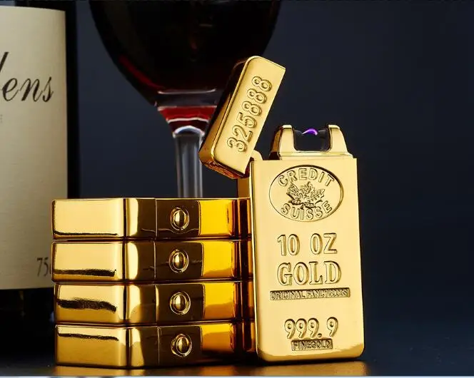 Windproof Golden Bar Electric Lighter Single Arc Plasma Lighter