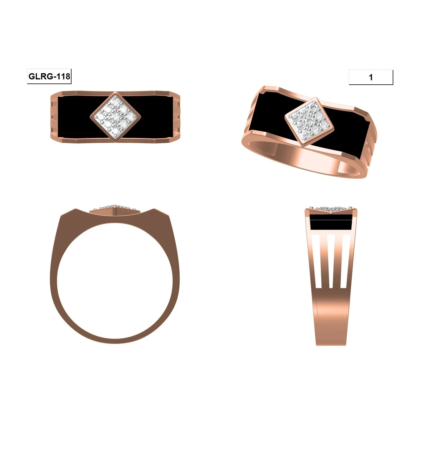 
Royal Jewellery Blanks 18K Gold 5 Gram Signet Rose Gold Ring Designs Collection For Men in Natural IGI Certified Diamond 