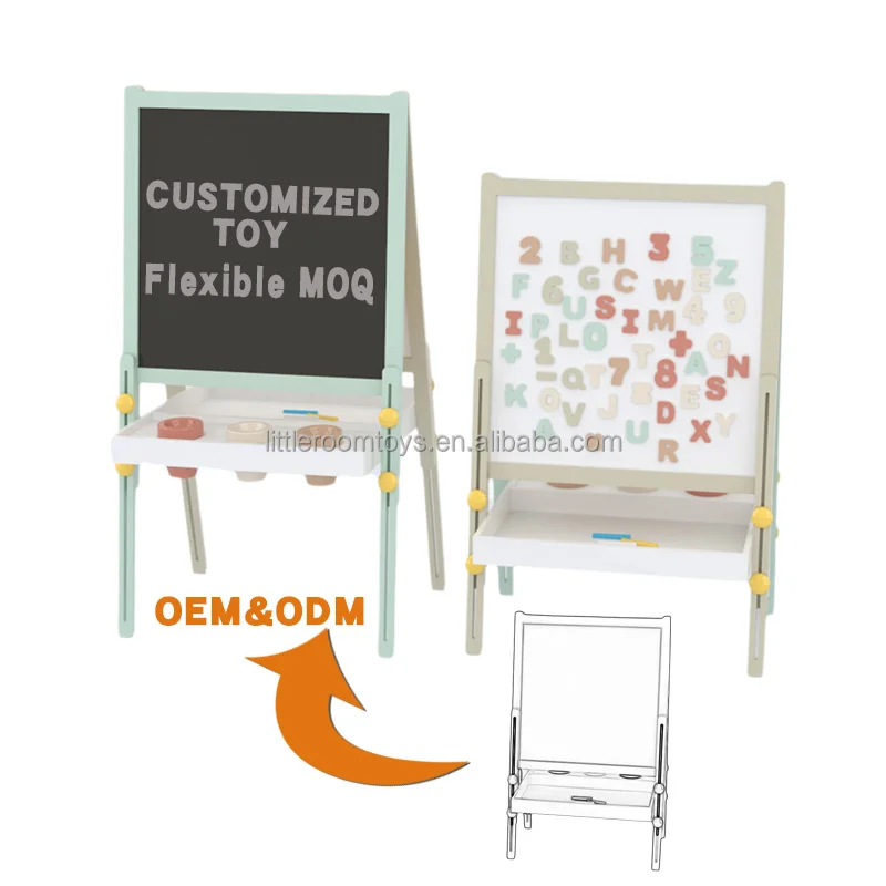 Littleroom Wooden Multifunction Magnetic Drawing Blackboard Whiteboard Double Sided Early Education Learning Toys For Children
