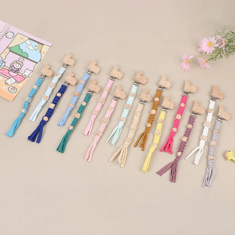 Exquisite trendy ecofriendly economic multi colors diy fabric beech pacifier chain