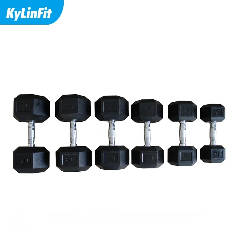 Тяжелая Тренировка Тяжелая лифтинг чугунный шестигранный гантель с резиновым покрытием