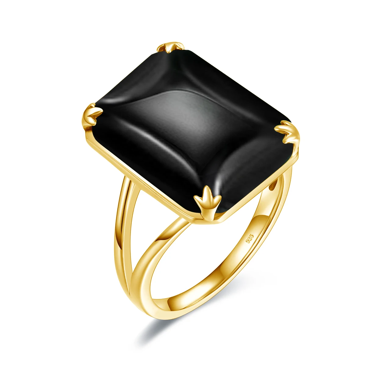 SZJINAO Women Black Onyx Gemstone Factory Made Wholesale High Quality Silver wedding18k gold plated rings jewelry women