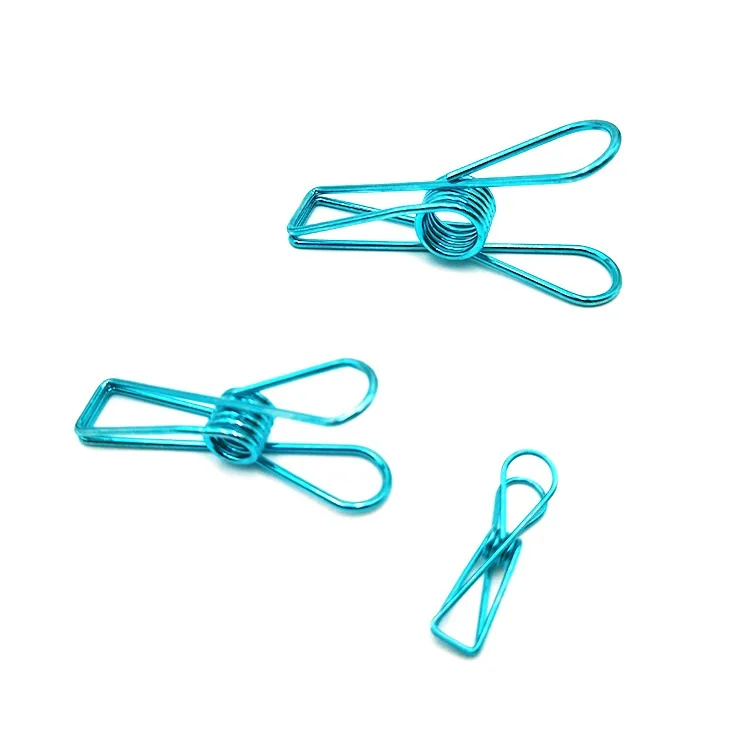 Multipurpose  Blue Color Metal Photo Clips Steel Wire Clothes Hanging Pegs Binder Paper Clips Food Bag Clips